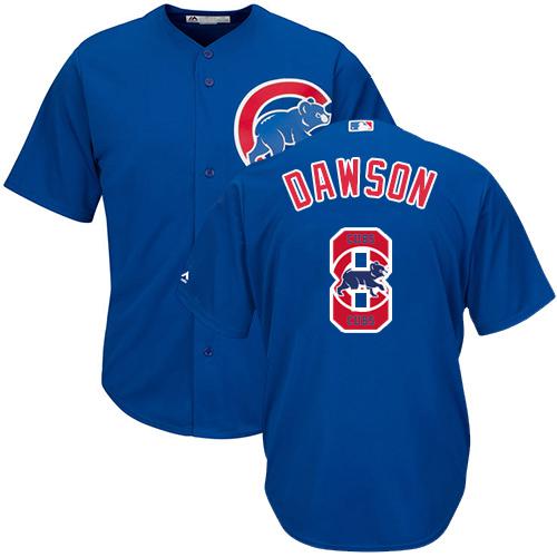 Cubs #8 Andre Dawson Blue Team Logo Fashion Stitched MLB Jersey - Click Image to Close